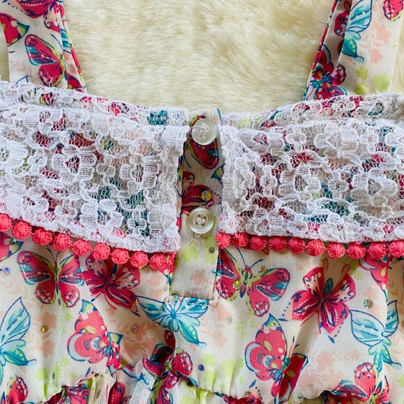 Girl’s Infant Outfit Butterfly Top Capri Denim Leggings Size 12 months Spring - Picture 6 of 14